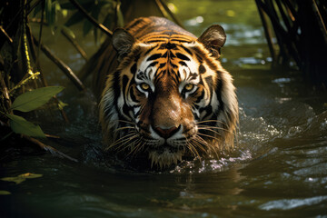 The tiger in the Amazon rainforest