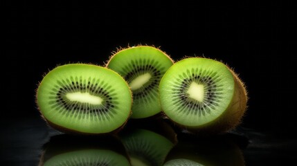 photo of kiwi fruits on isolated black background