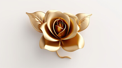 A gold rose in the shape of a heart in the middle, with almost no text in the middle, a white background.