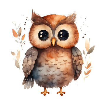 Watercolor Cute Owl, Children's Book