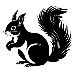 Red squirrel silhouette illustration, Friendly Red squirrel Logo Monochrome Design, Generative AI.