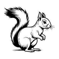 Fototapeta premium Red squirrel silhouette illustration, Friendly Red squirrel Logo Monochrome Design, Generative AI.