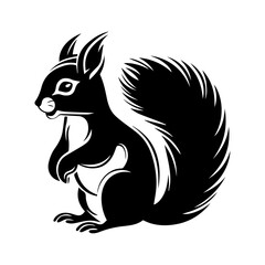 Red squirrel silhouette illustration, Friendly Red squirrel Logo Monochrome Design, Generative AI.