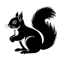 Red squirrel silhouette illustration, Friendly Red squirrel Logo Monochrome Design, Generative AI.