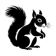 Obraz premium Red squirrel silhouette illustration, Friendly Red squirrel Logo Monochrome Design, Generative AI.