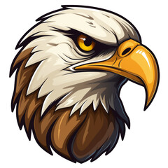Cartoon eagle head isolated on transparent background. Ai generated.