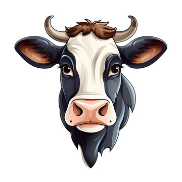 recommend clip art: Cartoon cow head isolated on transparent background. Ai generated.