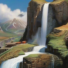 waterfall on the mountain