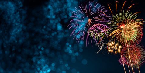 Obraz na płótnie Canvas Fireworks with Abstract bokeh background