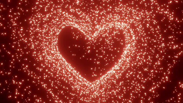 Valentine Day Emission of glowing red particles in the shape of a heart.