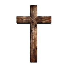 Old wooden cross isolated on transparent background. AI generated. - obrazy, fototapety, plakaty