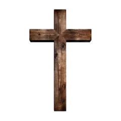 Foto op Plexiglas Old wooden cross isolated on transparent background. AI generated. © vadymstock