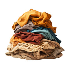Pile of dirty laundry isolated on transparent background. AI generated.
