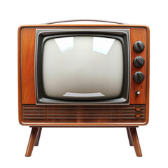 Vintage analog television isolated on transparent background. AI generated.