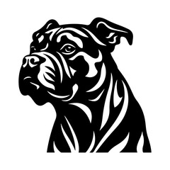 Staffordshire bull terrier dog silhouette illustration, Friendly Staffordshire bull terrier dog Logo Monochrome Design, Generative AI. - obrazy, fototapety, plakaty