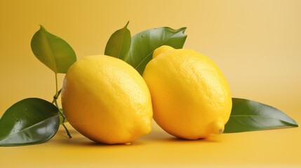 lemon_fruits_photorealism_style_on_beige_background