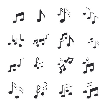 Music notes icon set isolated on white