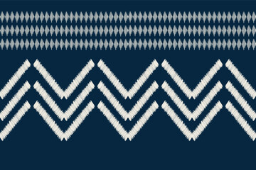 Ethnic Ikat fabric pattern geometric style.African Ikat embroidery Ethnic oriental pattern blue background. Abstract,vector,illustration.Texture,clothing,frame,decoration,carpet,motif.