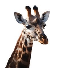 Fototapeta premium Giraffe neck isolated on white background, transparent cutout