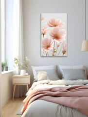 Mock-up of the Picture on the wall and flower