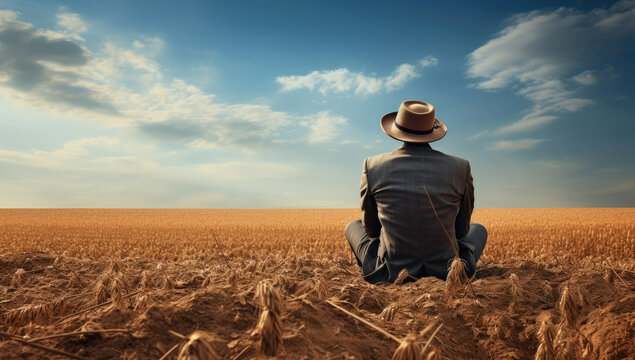 Man farmland person nature farmer wheat agricultural sunset farming field rural summer countryside male