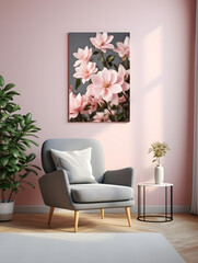 Mock-up of the Picture on the wall and flower