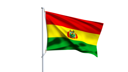 3D render of bolivian flag isolated on white background, waving flag of bolivia