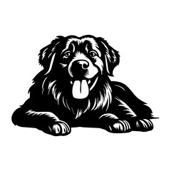 Fototapeta premium Friendly borador dog resting silhouette illustration, Borador dog resting Logo Monochrome Design, Generative AI.
