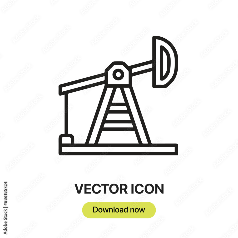 Poster pumpjack icon vector. linear-style sign for mobile concept and web design. pumpjack symbol illustrat