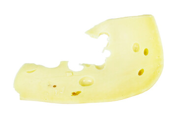 slice of Gruyere cheese isolated on white background