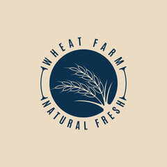 wheat farm logo natural fresh design template vector illustration design
