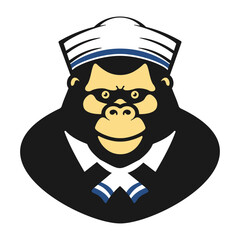 The gorilla icon wears a navy cadet hat, depicting calm but powerful