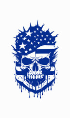 head skull gothic vector illustration blue design