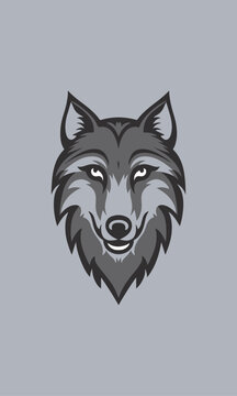 head black wolf vector flat design