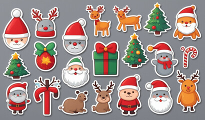 Fototapeta premium Merry and Bright Artistic Stickers, colorful, stickers, Color-Pop, Christmas Sticker Collection,Festivities,Colors ,Art ,Designs,Playful,Expressive