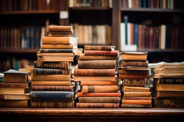 Many old books on the shelves of a library's bookcase