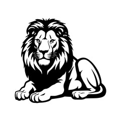 Fototapeta premium Friendly Lion resting silhouette illustration, Lion resting Logo Monochrome Design, Generative AI.