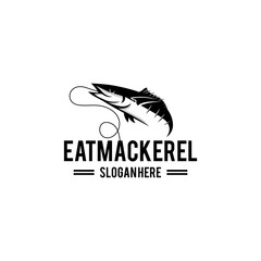 Black Mackerel Fish Icon Logo FishingSport Design