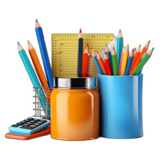 office supplies isolated on transparent or white background, png