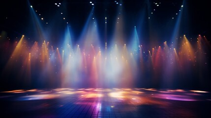 blurry stage lights background, copy space, 16:9