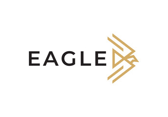 golden eagle logo set with linear style illustration vector design.	
