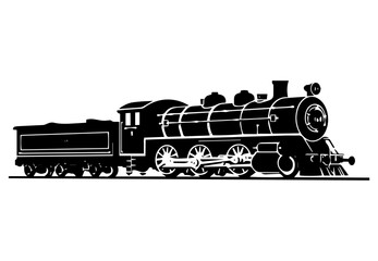 silhouette of the old train vector illustrator, vintage train.