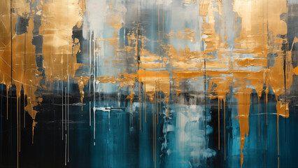 A wallpaper image with a texture painted with gold paint on a blue background