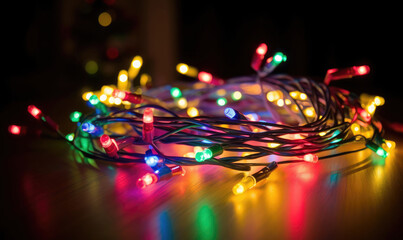 Multicolored Christmas lights strings. 