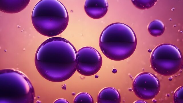 Purple bubbles in different size and shape placed randomly