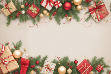Fototapeta na wymiar Christmas background with Christmas tree and decorations