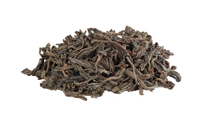 Dry black tea isolated on a white background. Black Ceylon tea.