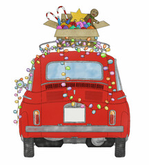 Retro Fiat 500 with Christmas decorations - 686196543