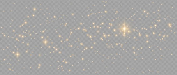 Golden Dust Light PNG.Light Effects Background. Glowing Christmas Dust Backdrop with Bokeh Confetti and Sparkle Overlay Texture, Ideal for Stock and Design Projects.	