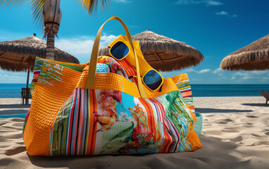 a beach bag on the beach